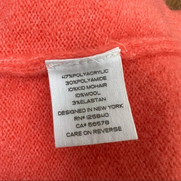 Intermix Funnel Neck Turtleneck Wool Mohair Sweater Orange Size S - Picture 5 of 6